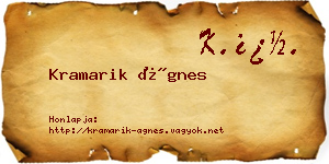 Kramarik Ágnes névjegykártya